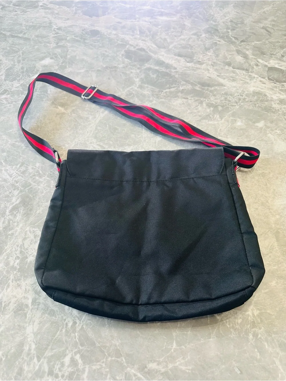 Givenchy Black Messenger Bag with Red-Striped Strap